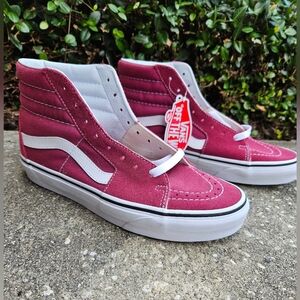 Vans Burgundy and White Athletic Shoes